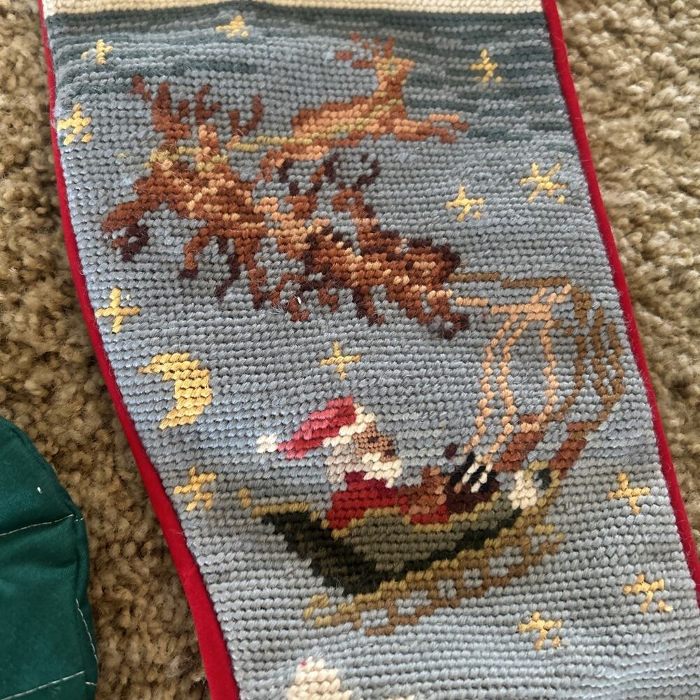 Sferra USA Vtg Embroidered Wool Cross Stitch Bucilla Stockings Lot Needlepoint - Picture 3 of 16
